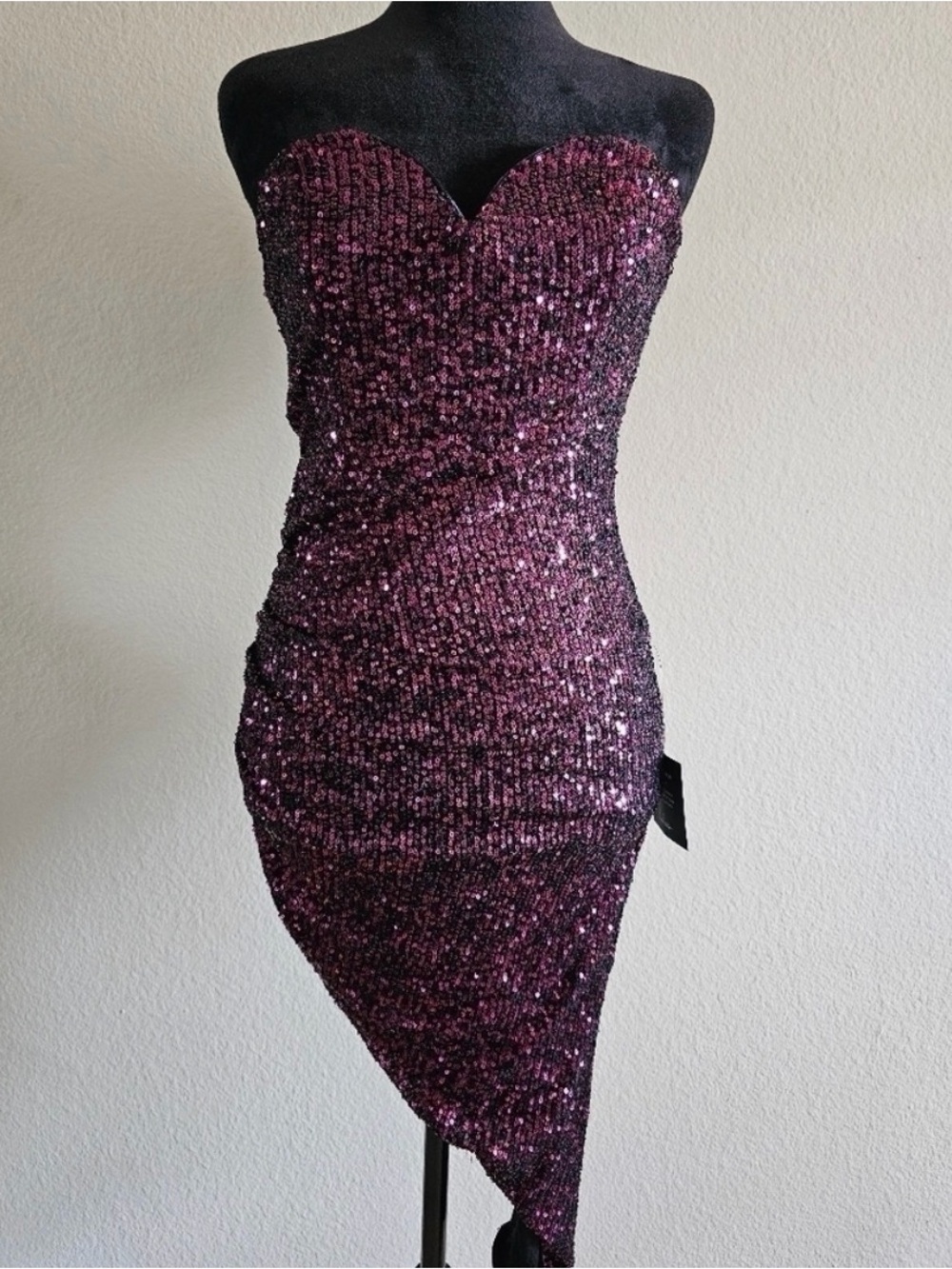 Sequin Strapless One-Piece in deep purple